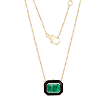 Load image into Gallery viewer, Emerald and Black Enamel Bezel Necklace
