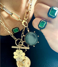 Load image into Gallery viewer, Emerald and Black Enamel Bezel Necklace
