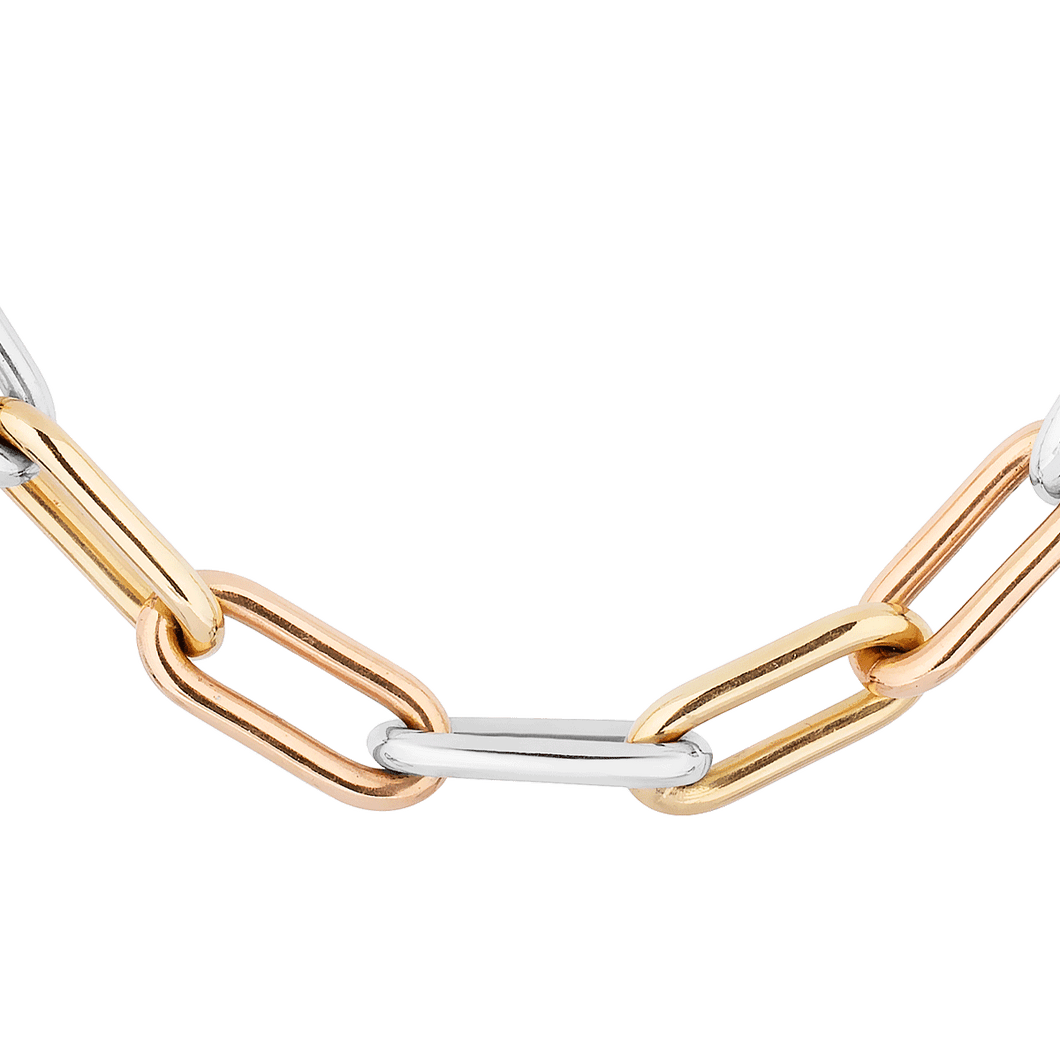Tricolor Oval Link Chain Necklace