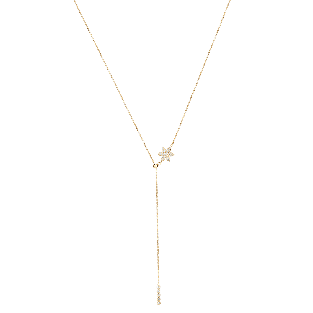 Diamond Flower Lariat Necklace