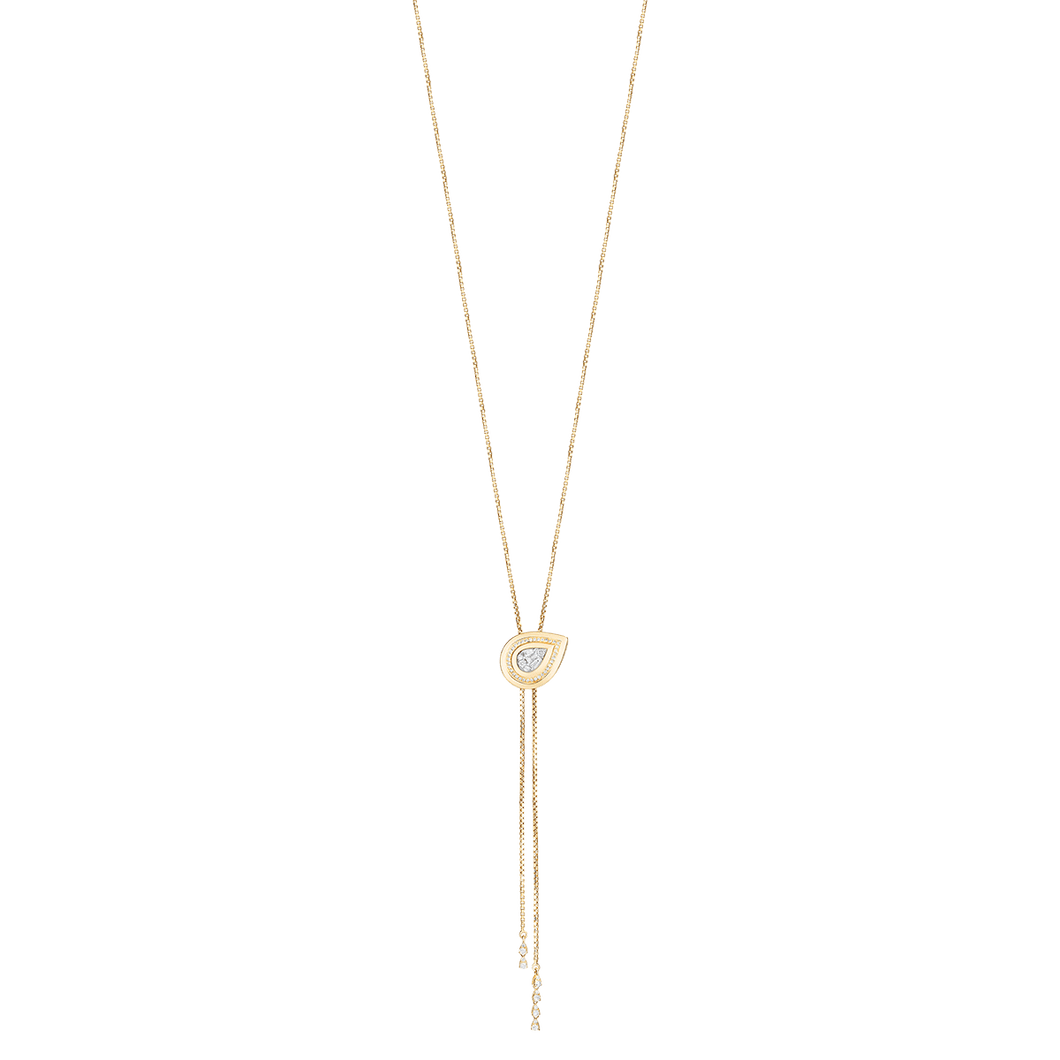 Diamond Pear Bezel Lariat Necklace