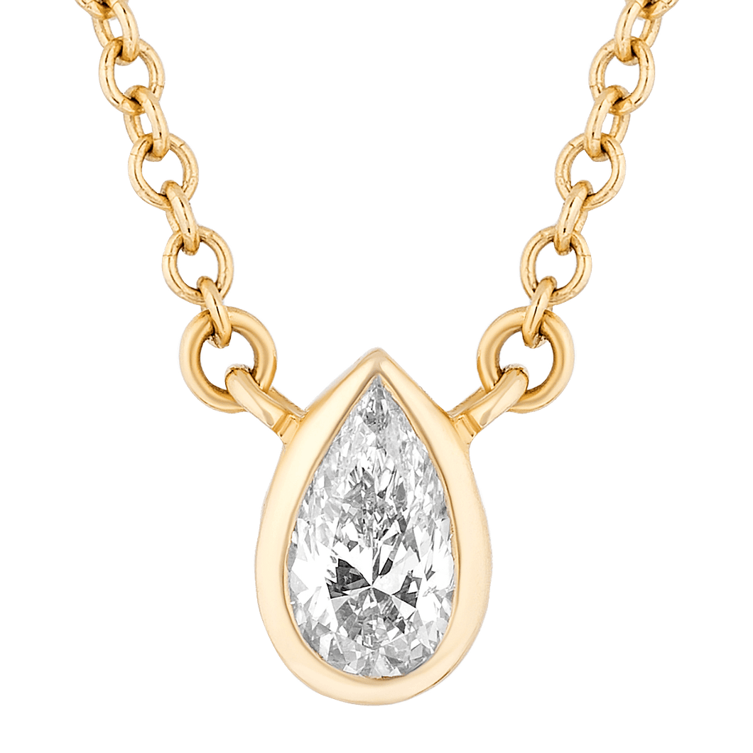 Mini Diamond Pear Solitaire Necklace