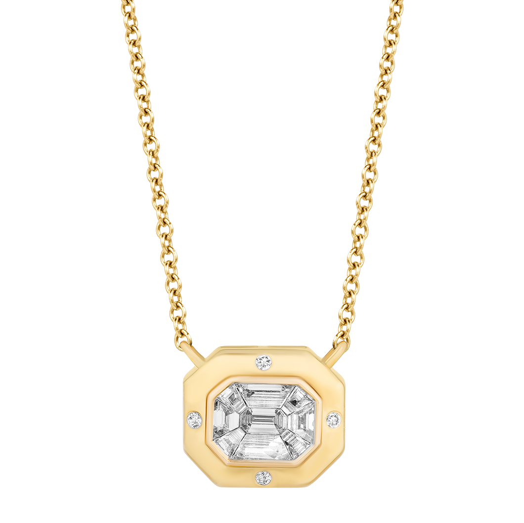 Heavy Bezel Diamond Necklace