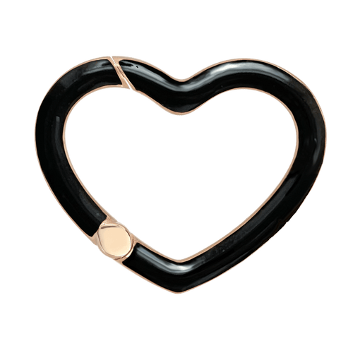 Reversible black enamel 14 karat gold heart clasp
