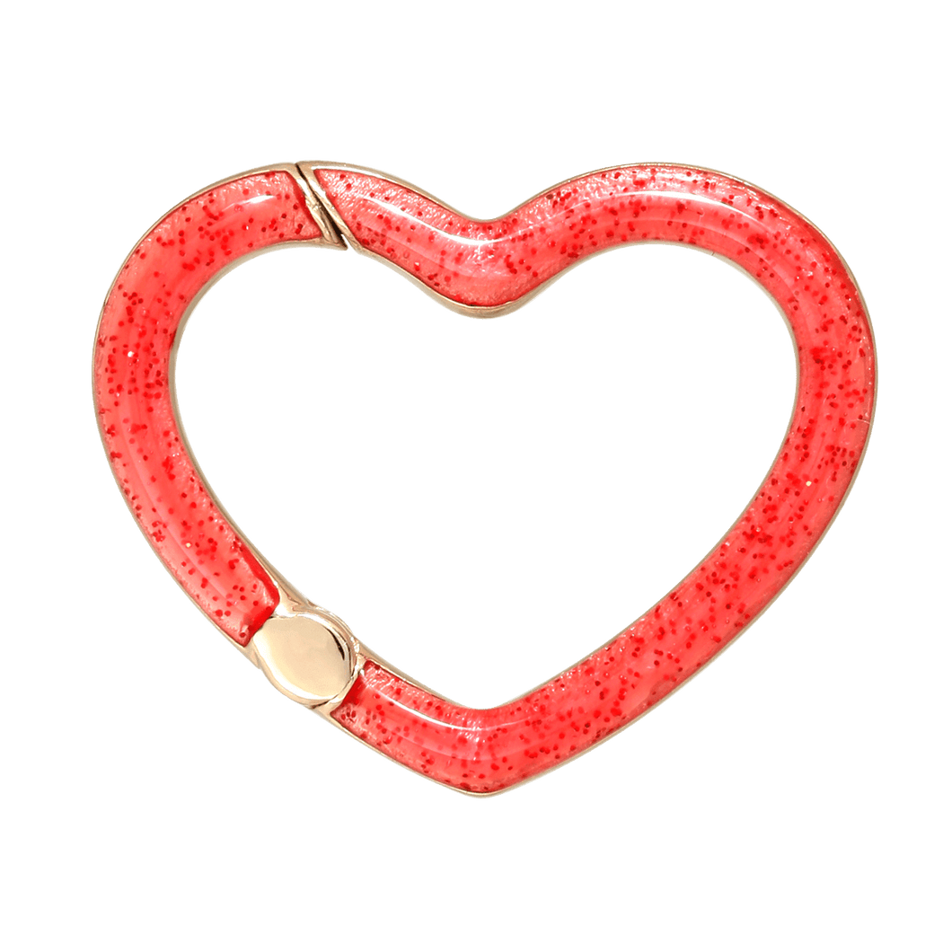 Raspberry Glitter Reversible Heart Clasp